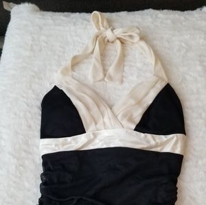 Ruby Rox black & white halter top high-low dress